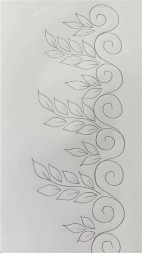 How to draw Simple & Easy Borderline Design Drawing ✍️🔥 Kurti/Saree/Dupatta Border Design #shorts