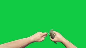 Download Grenade throw first person view animation, hand holding grenade key removing and throwing away animation isolated on green screen background for free
