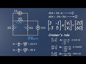 Nodal Analysis Exam Problem Solved Step-by-Step | Matrix Method (Cramer’s Rule)