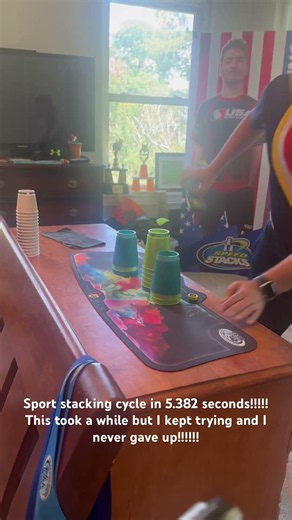 Sport stacking cycle in 5.382 seconds!!!!! First 5.3 second cycle of the day!!!!!!
