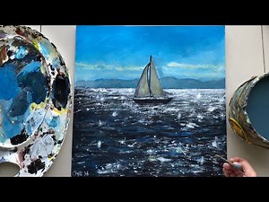 Sparkly Seas with a Sailboat Acrylic Painting Tutorial by Cheryl Navarro