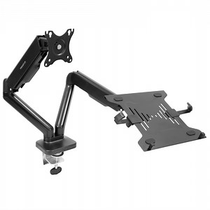 Mount-It! Dual Arm Laptop & Monitor Mount – Full-Motion, Ergonomic 13–27″ Monitor & 17″ Laptop Stand