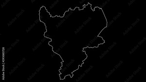 East Midlands England UK region map outline animation