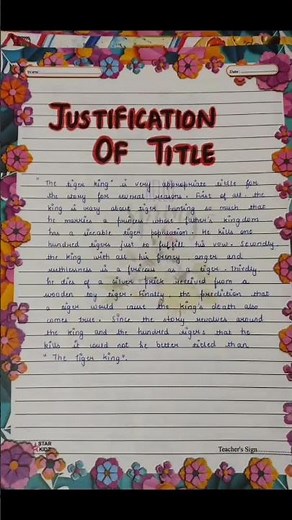 Class 12 English project file the tiger king 👑👑