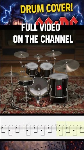AC/DC - Thunderstruck - Drum Cover with sheet music how to play tutorial #drumcover #drumtrack 6