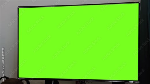 Wall Mounted LED Television with Green Screen Chroma Key Display - Authentic Footage, Not AI-Generated - 4K