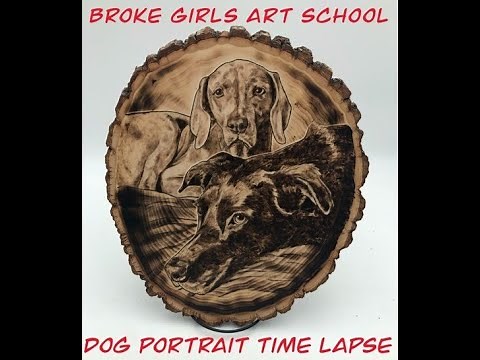 How to woodburn dog portraits - timelapse pyrography tutorial