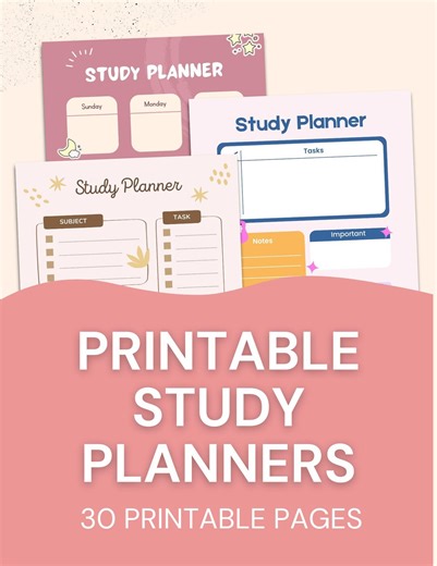 30-pack Study Planner Templates | Printable Academic Organizer | Homework Tracker - Etsy