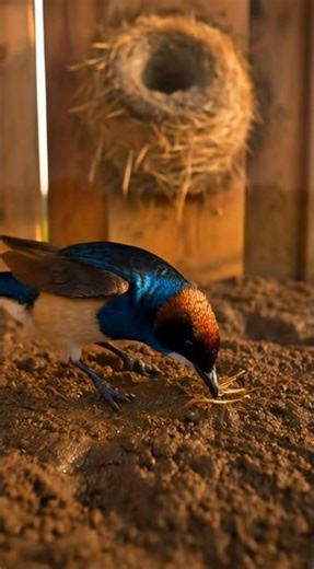 POV: A Swallow Building Its Nest🐦 #birds #nest #shortvideo