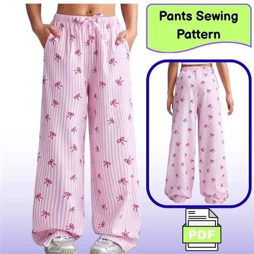 Beginner Pants Sewing Pattern PDF – Elastic Waist, Wide Leg Pants for Kids - Etsy