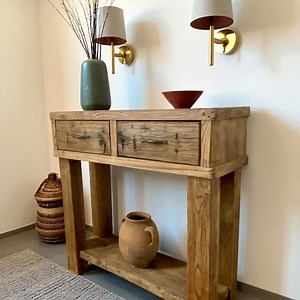 Reclaimed Oak Rustic Console Table With Drawers: Farmhouse Hallway Decor - Etsy