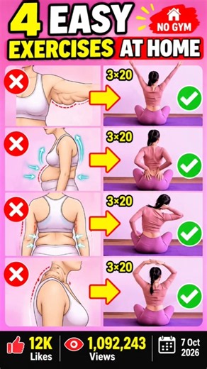4 Easy Exercises at Home for Better Posture & Upper-Body Mobility | #Shorts