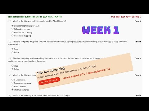 Affective Computing Week 1 Assignment Solutions || Assignment 1 || NPTEL || Jan 2024