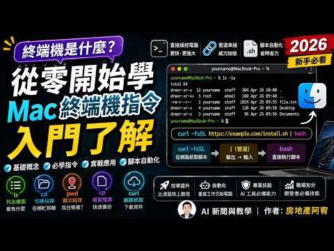 mac 終端機指令完整入門｜Shell、bash、curl、管道一次搞懂（2026）