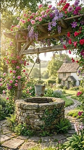 Peaceful Morning Garden Well 🌿 Cinematic Nature | Relaxing Birds Sounds & Sunrise Ambience
