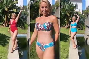 A Place in the Sun's Laura Hamilton struts her stuff in bikinis as she plugs curvy swimwear