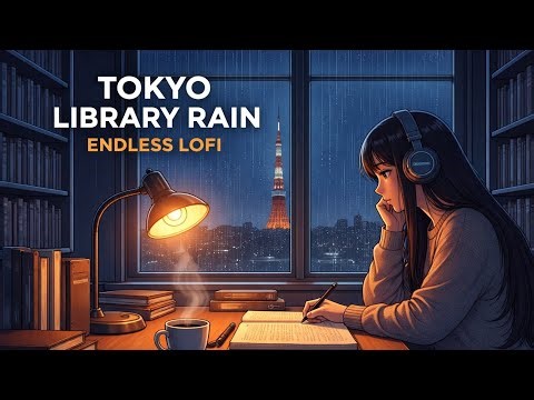 Tokyo Library Rain 📚 Endless Lofi for Study & Deep Focus (1 Hour)