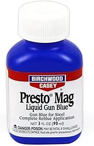 Birchwood Casey Presto Mag Liquid Gun Blue for Steel Complete Reblue Application, Gun Maintenance and Preservation, 3 Ounce (90ml)