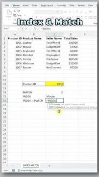 INDEX + MATCH in Excel Explained in 30 Seconds! 🔥