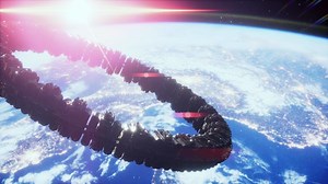 Alien mothership near Earth elements furnished by NASA