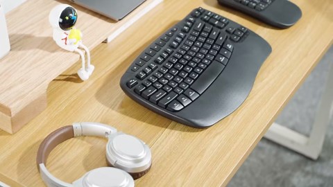 MEETION Ergonomic Wireless Keyboard with Separate Numeric Keypad, Wave Flexible 2-in-1 Setup for Multi-Device, 2.4G/Bluetooth Split Design with Wrist Rest for Accountants/Data Entry/Left-Handed User