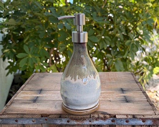 Handcrafted Ceramic Soap Dispenser With Pump: 8oz Pottery Lotion Dispenser - Etsy