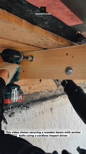Securing a Wooden Beam with an Impact Driver #Construction #Carpentry #DIY