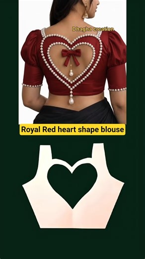 Royal Red heart shape blouse design cutting ✨ original design for Dhagha creation #Redheartshape