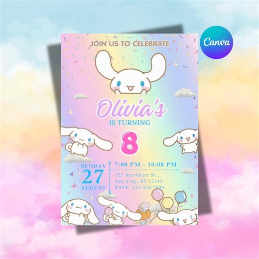 Kitty and Friends Birthday Invitation, Editable Kids Party Template (digital Download) - Etsy