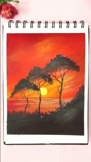 Easiest Way to Paint African Sunset | Easy Acrylic Painting Ideas for Beginners