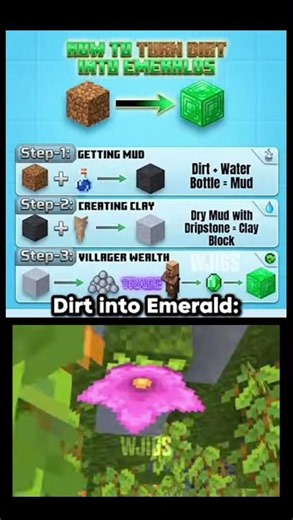 How to convert dirt into emrald #minecraft #shorts #gaming #viral