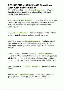 ACS BIOCHEMISTRY EXAM Questions With Complete Solution