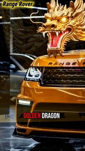 Gold Range Rover Defender SUV with Illuminated Dragon #Rangerover #automobile