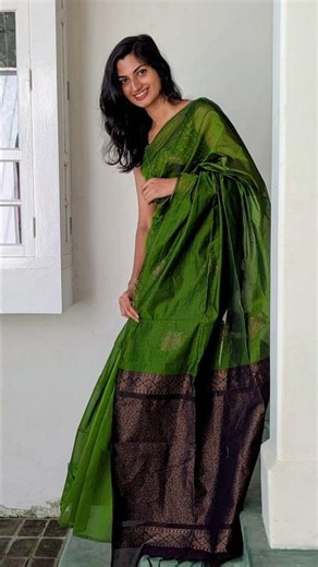 Elegant Green Cotton Silk Saree #shorts