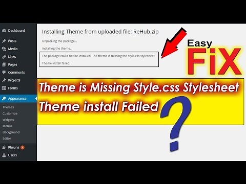 The Theme Is Missing the Style.css Stylesheet- FIX for Package Error