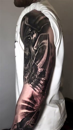 Alien Sleeve Tattoo In Progress