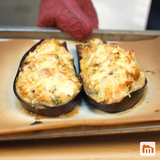 Voici la star de l'été : l'aubergine farcie 😎 La recette détaillée : https://bit.ly/2Yr8Pp0 | Marmiton