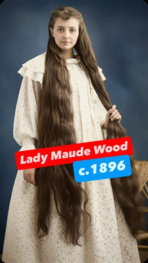 Bringing History To Life on Instagram: "Lady Maude Wood, c.1896. This striking cabinet card, photographed by F.W. Legg of Woburn, Massachusetts, captures her seated in a patterned dress while displaying her astonishingly long, flowing hair. Images like this were popular in the late Victorian era, when long hair symbolized femininity, health, and beauty, often celebrated in both photography and advertising. The cabinet card format, introduced in the mid-19th century, had become the standard for s
