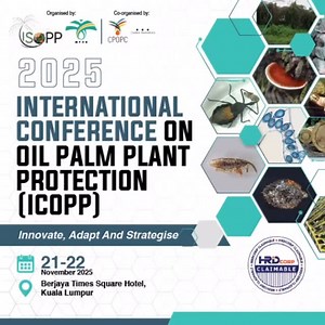 📢 International Conference on Oil Palm Plant Protection (ICOPP 2025) 📅 21st - 22nd November 2025 📍 Berjaya Times Square Hotel, Kuala Lumpur 🌱 Theme: “Innovate, Adapt & Strategise” Important Dates: 🔹 Early Bird Registration: 30th June 2025 🔹 Final Registration: 21st November 2025 🔹 Abstract Deadline: 31st July 2025 🔹 Abstract Acceptance: 30th August 2025 🌐 More Info & Register at 👉🏻 icopp.mpob.gov.my 📧 Contact: icopp@mpob.gov.my Join us and connect with oil palm plant protection exper