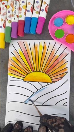 Coloring with Watercolor 🎨 Relaxing Aesthetic Art #Shorts