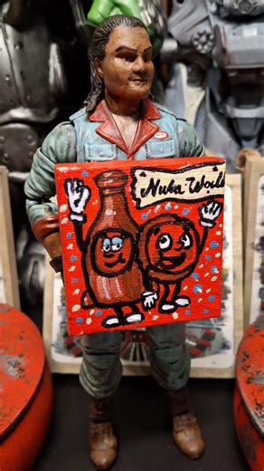 Fallout 4 miniature art. The iconic mascots of Nuka world! #fallout #fallout4 #nukacola #vaultboy