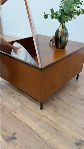 Mid-Century Modern Teak Coffee Table with Hidden Flip-Top Storage