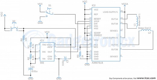 Stepper motor driver circuit using IC A3967 - Gadgetronicx