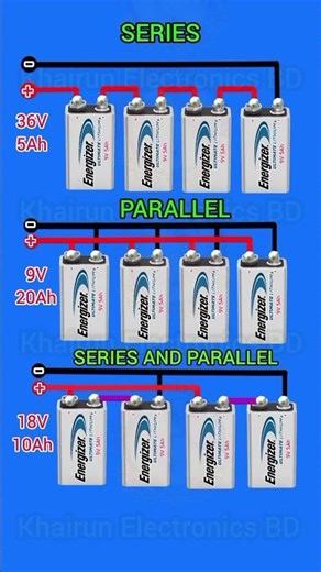 battery series and parallel connection#electrician #electrical #khairunelectronicsbd #circuitdiagram