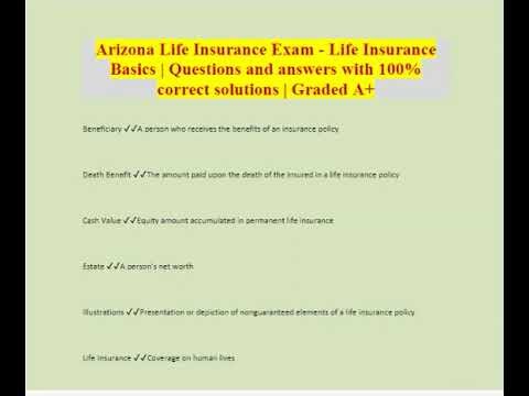 Arizona Life Insurance Exam - Life Insurance Basics | Questions and answers with 100% correct solns