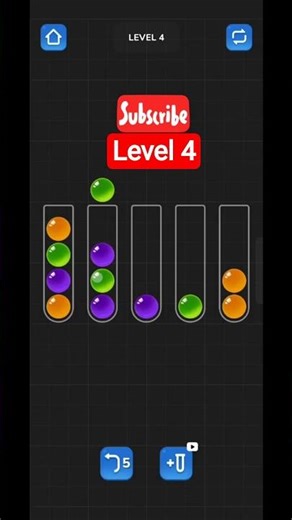 Color Sorting solution /Level 4/ Ball Sort Puzzle Fun Gameplay #shorts #gaming #gameplay #virlshort