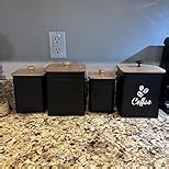 Airtight Coffee Canister - 40 oz Large Iron Sage Green Container Airtight - 6 x 8 inch Metal Jar - Stylish Countertop Container for Coffee Grounds, Beans & Pods with Rubber-Lined Bamboo Lid