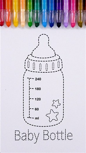Baby Bottle🍼 Dotted Line Drawing and Coloring | 아기 젖병 점선 그림 그리고 색칠하기 #drawfeedingbottle #babystuff