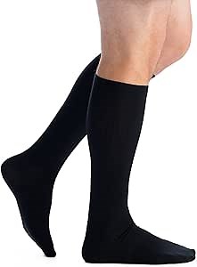 EvoNation Men’s Knee High 30-40 mmHg Graduated Compression Socks – Extra Firm Pressure Compression Garment Black Large