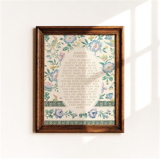 Anima Christi | Vintage Floral Catholic Prayer Decor, Printable, Digital Download - Etsy